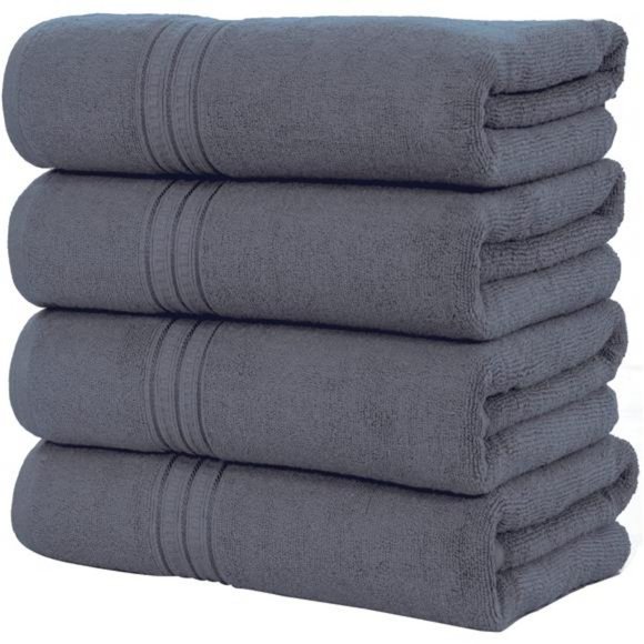 Set of 4,100% Pure Cotton Towels for Bathroom, 27x54 Soft & Absorbent - Picture 1 of 7